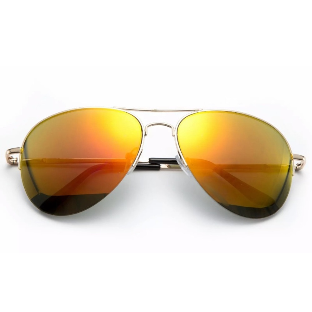 Orange Mirrored Lens Aviators Sunglasses - Picture 1 of 6